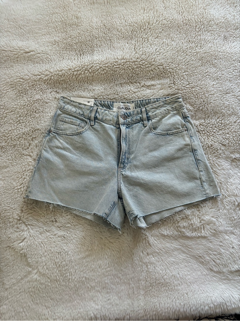 NWT Dynamite Light Blue High Rise Claudia Mom Shorts
